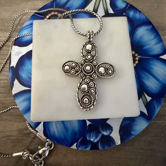 Brighton Hall Cross Necklace New with Tag!  #M22 pale blue purple rhinestones - Picture 6 of 10